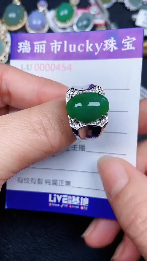 颈饰银S925镶嵌翡翠454