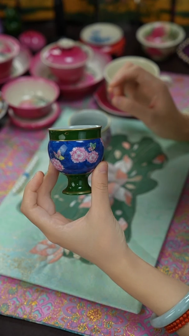 华隐堂景德镇手工手绘高脚杯