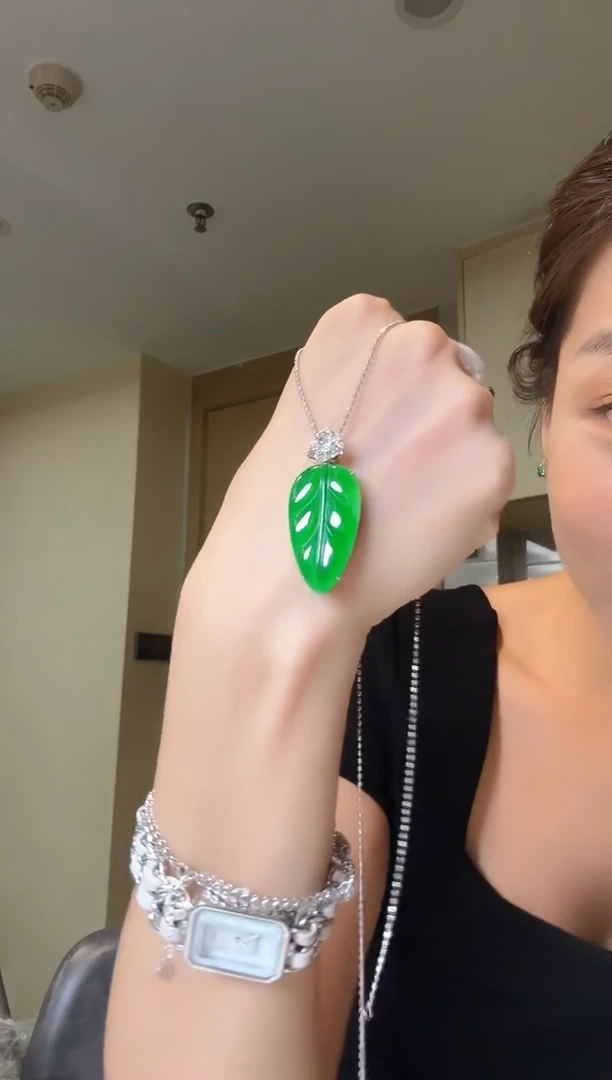 吊坠(不含链)18K金镶嵌翡翠天然翡翠吊坠