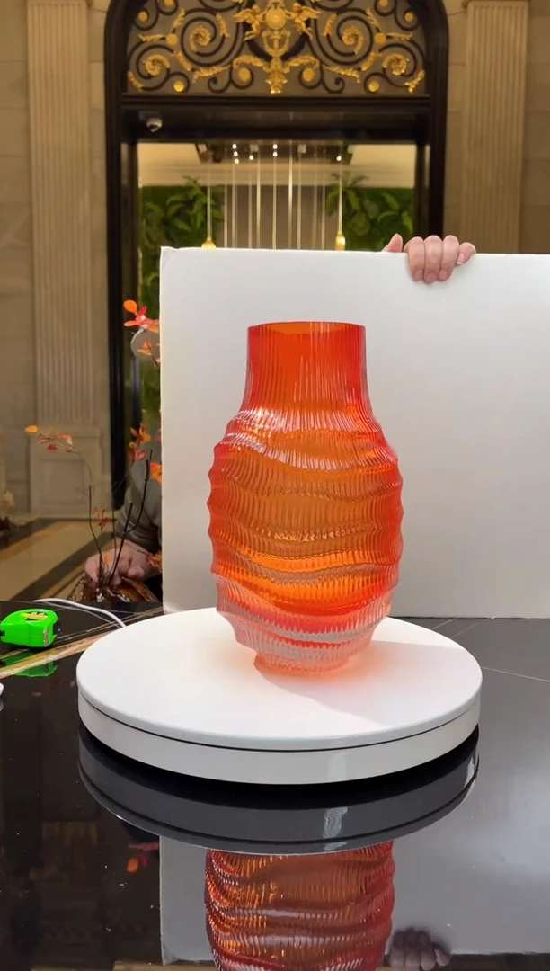 【闪购商品】茶宠AJ1010091橙红琉璃花器