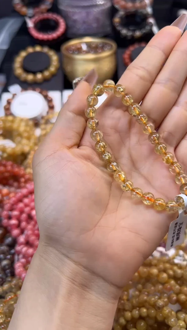 未镶嵌手串水晶金发晶7mm+