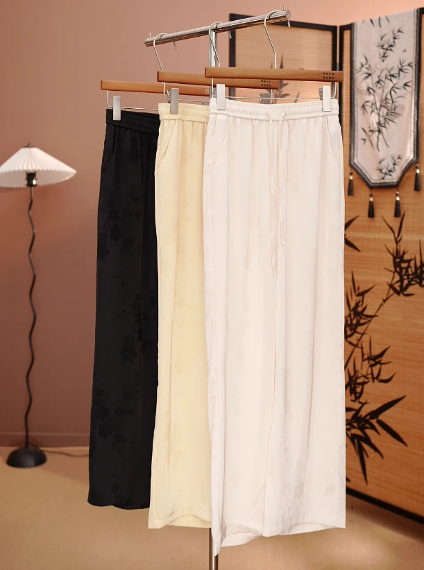 【夏凉裤】新中式阔腿裤子女2025年夏季薄款凉凉休闲裤垂感直筒裤