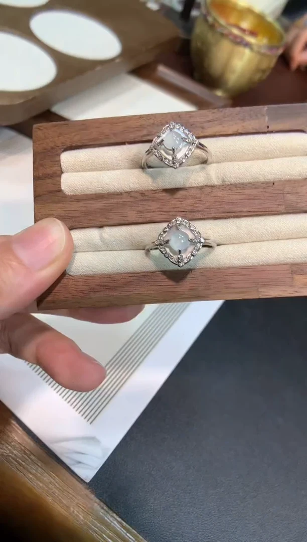 翡翠戒指银S925镶嵌戒指 多样性发一件