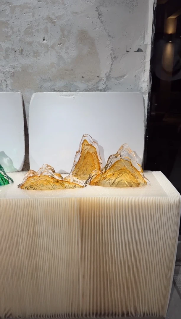 摆件璨石美学金色山一组艺术摆件