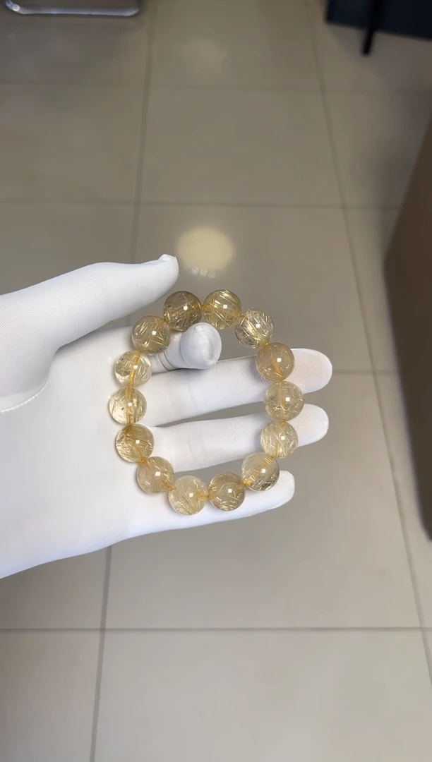 水晶手串未镶嵌金发晶孤品手串