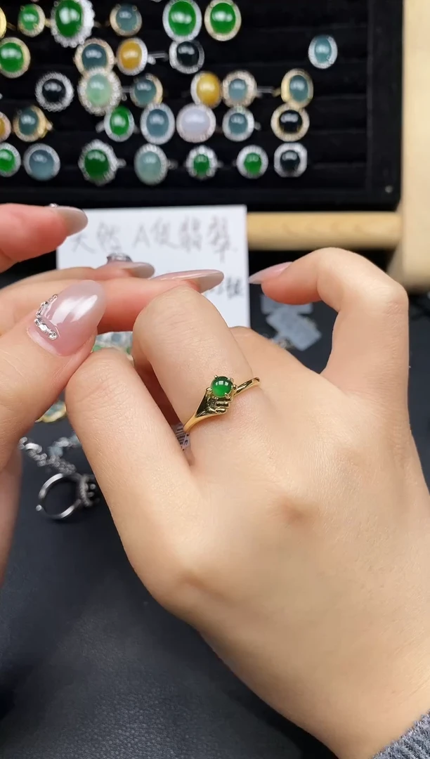 银S925镶嵌戒指翡翠111