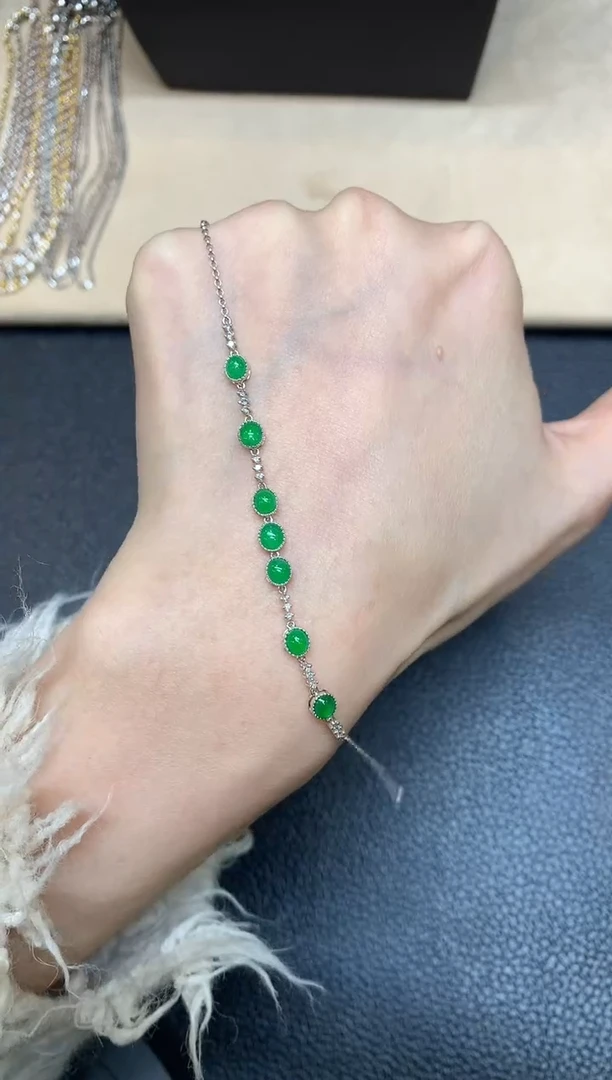 【闪购商品】翡翠手链18K金镶嵌【无鉴赏期