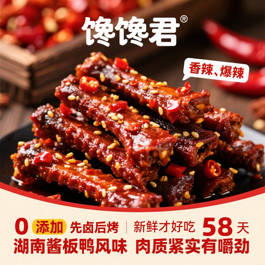 馋馋君香辣炭烤酱板鸭翅中爆辣追剧小零食麻辣网红卤味熟食小吃