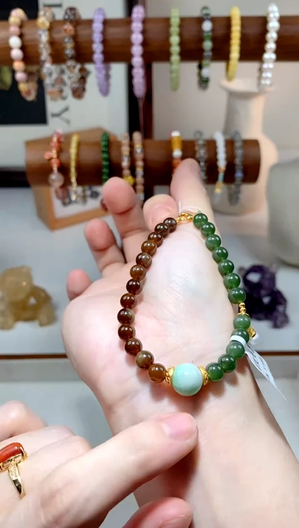 【闪购商品】和田玉（糖玉）手链银S925镶嵌多样性发一