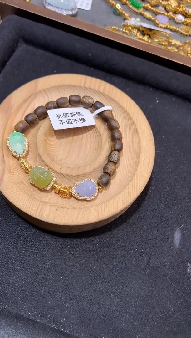 吊坠(不含链)银S925镶嵌翡翠手串