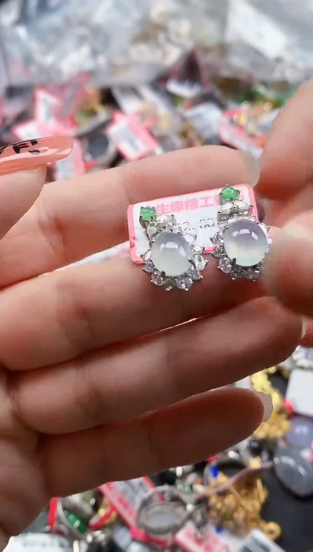 银S925镶嵌戒指翡翠天然A货缅甸翡翠