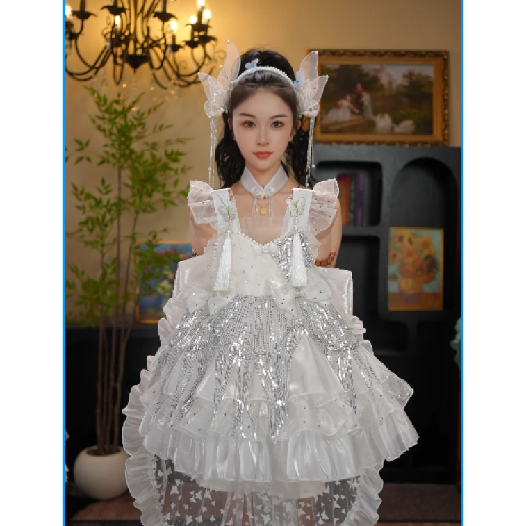 AODUOSEN/奥多森夏季新款高端定制白月光女童洛丽塔汉服连衣裙