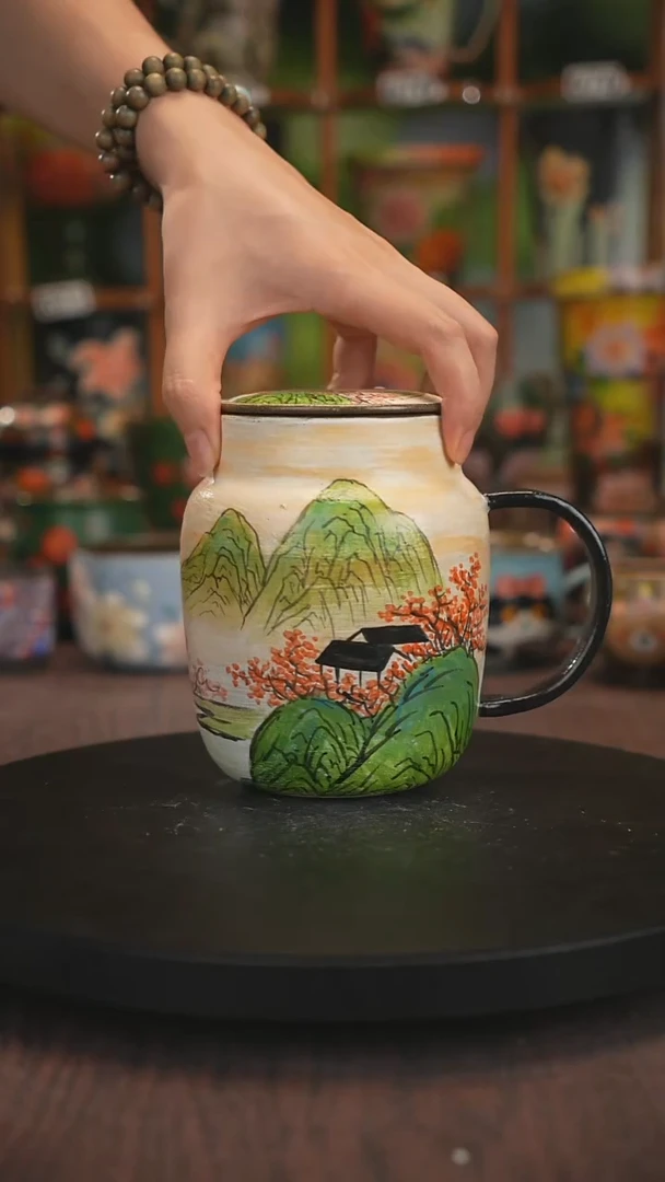 紫砂油画手绘釉下彩