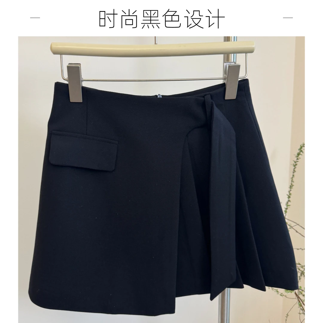 【NO退NO换】春夏款黑色西装百褶裙设计师款定制显瘦时尚休闲百搭