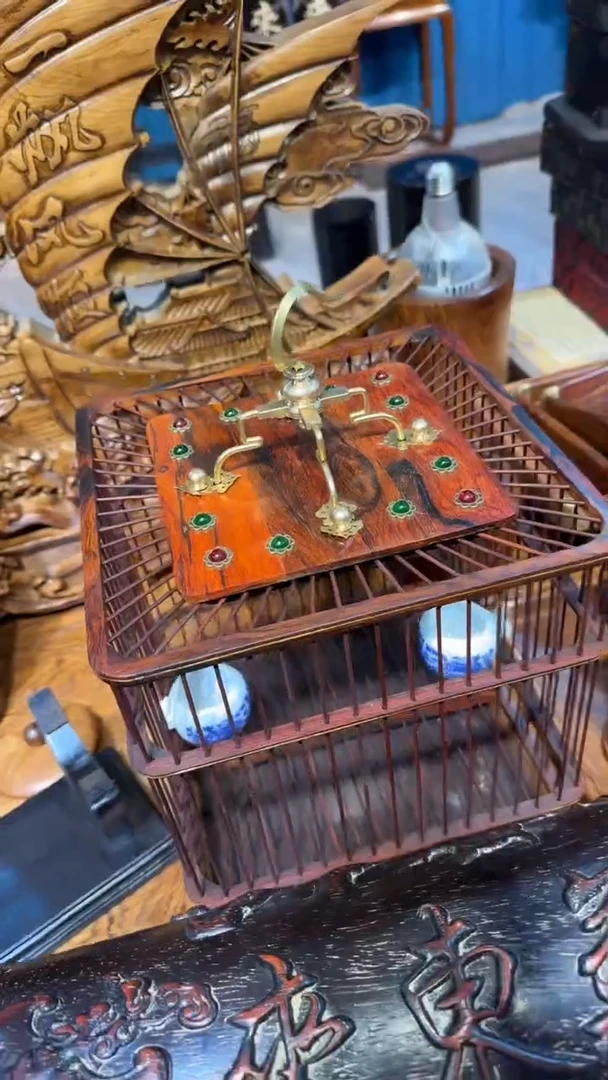 木花梨木鸟笼默认发货