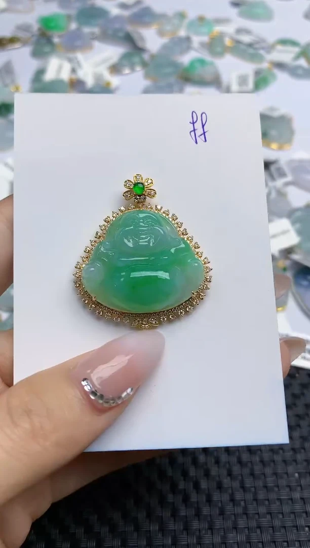 【闪购商品】翡翠颈饰18K金镶嵌 天然翡翠A货