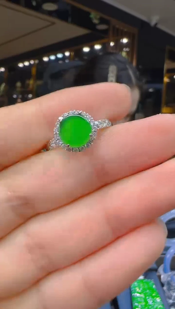 翡翠戒指银S925镶嵌010(多样性发货发其一)