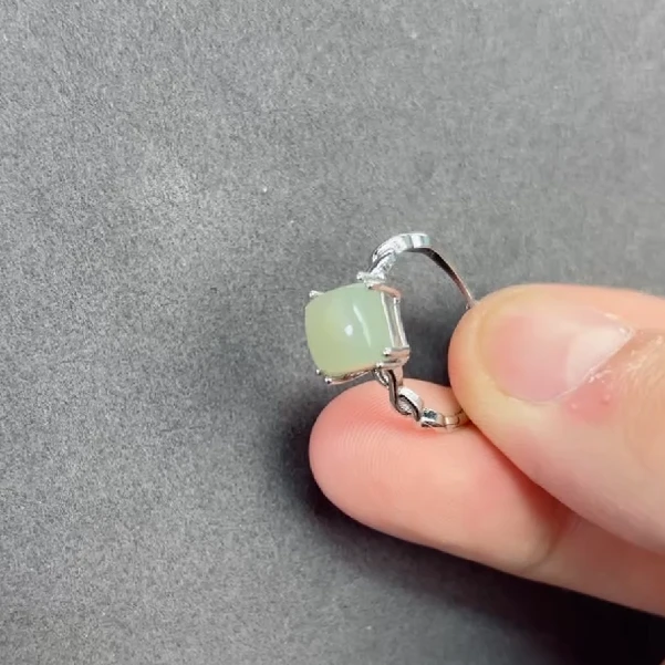 和田玉晴水方形戒指【多样性发一件】