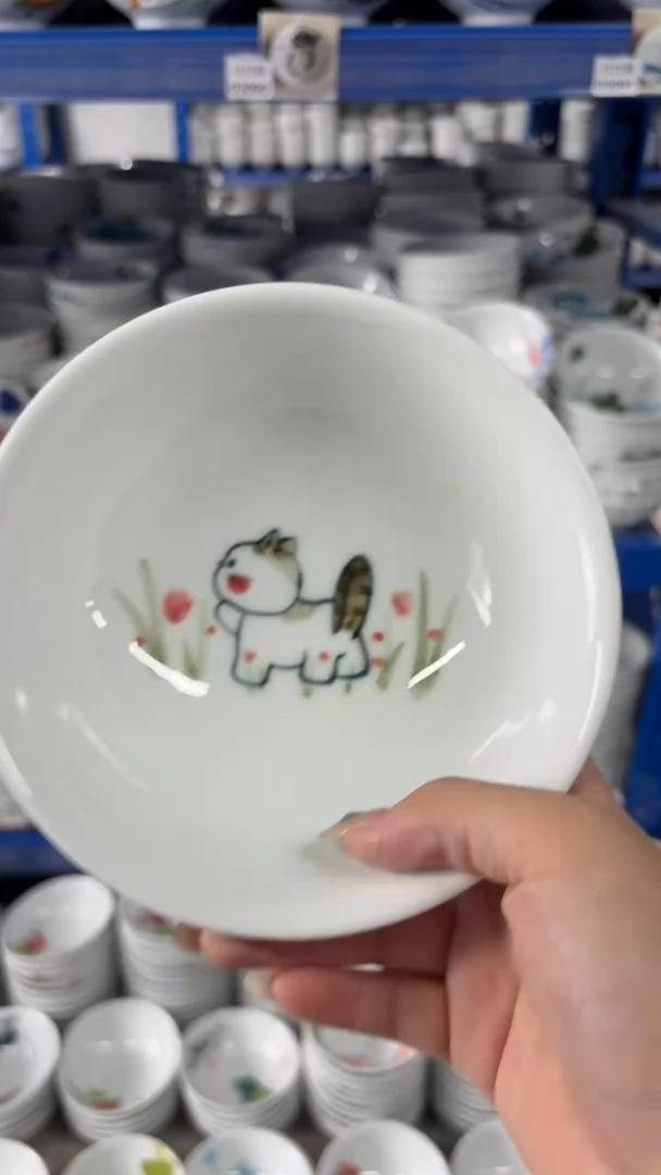 瓷片景德镇高温陶瓷食品级手绘釉中彩-壮壮碗