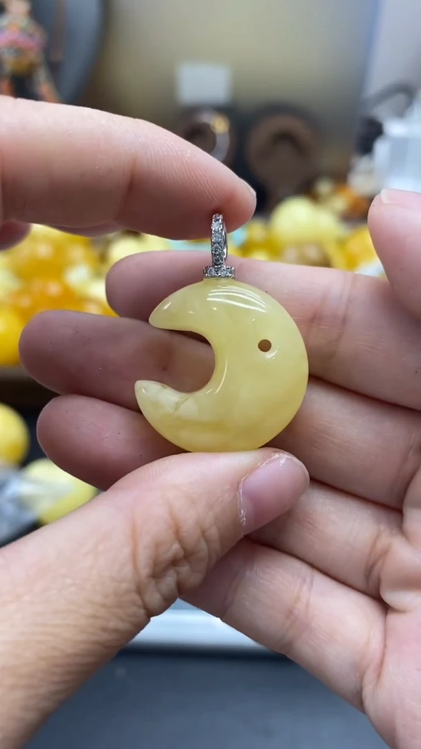 琥珀银S925镶嵌珠宝奇石1932