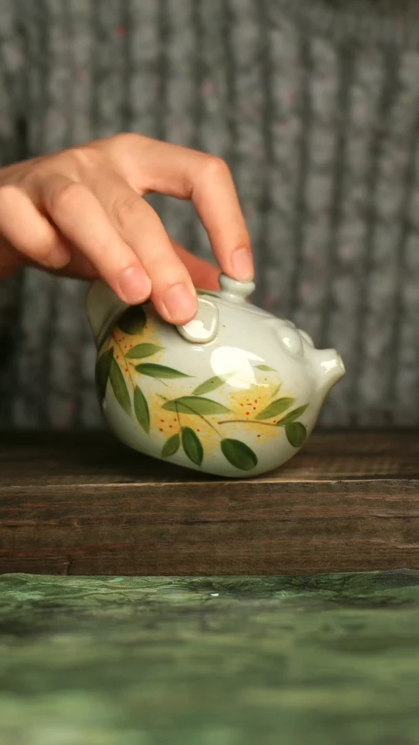 陶瓷青诗集手工手绘瓷器
