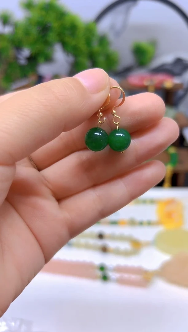 翡翠14K金镶嵌耳饰E11