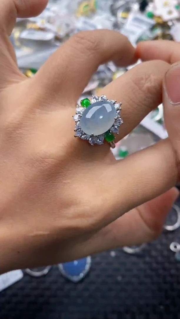 银S925镶嵌戒指翡翠555     3