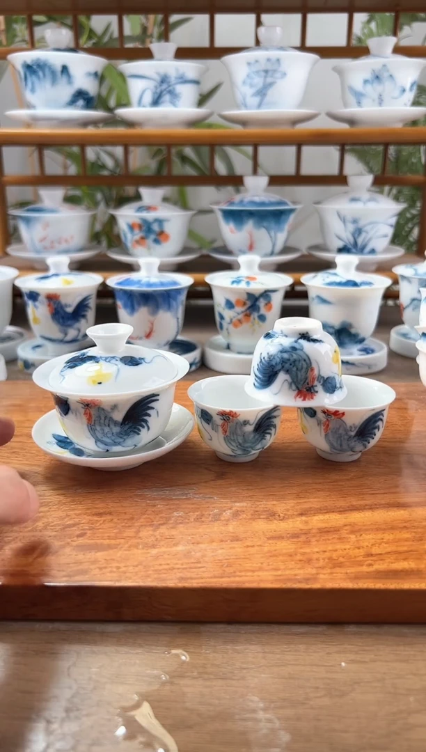 全品公鸡80ml三才盖碗+美人杯3个