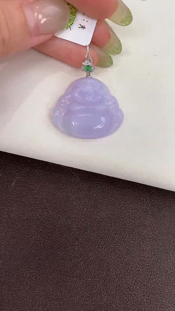 颈饰18K金镶嵌翡翠天然缅甸a货翡翠