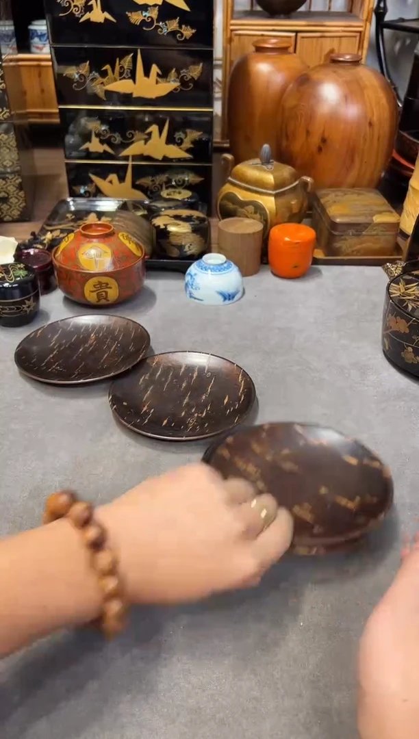 樱皮杯垫 五片 大漆漆器大漆漆器