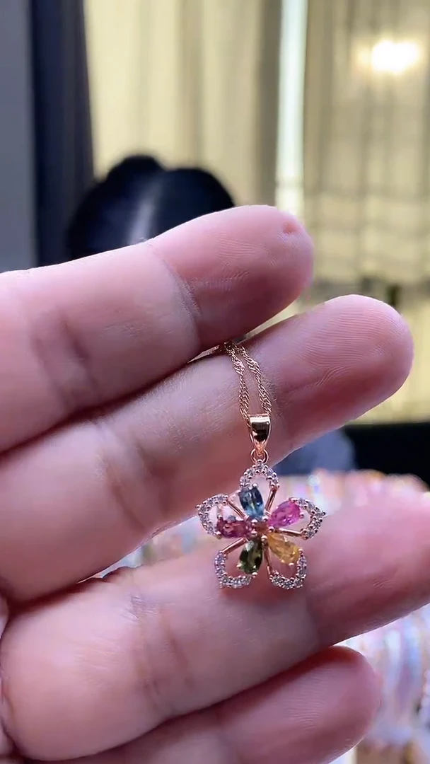 【闪购商品】碧玺吊坠银S925镶嵌354354354345