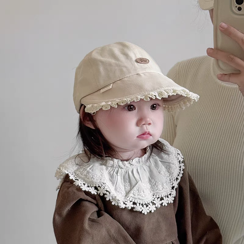 宝宝帽子春夏款大檐鸭舌帽韩版甜美蕾丝棒球帽婴幼儿出游防晒帽潮