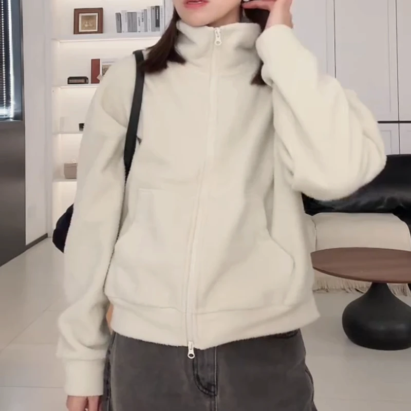 简约冬季实用舒适保暖加绒上衣外套立领卫衣LK2508908