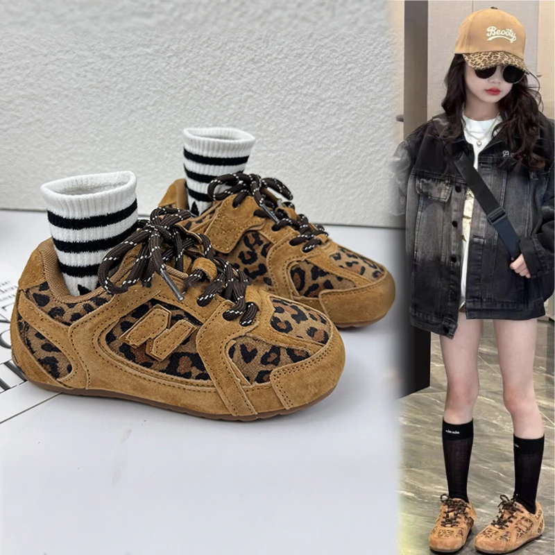 ABC儿童德训鞋男童运动鞋2025秋季新款软底儿童板鞋豹纹女童鞋子