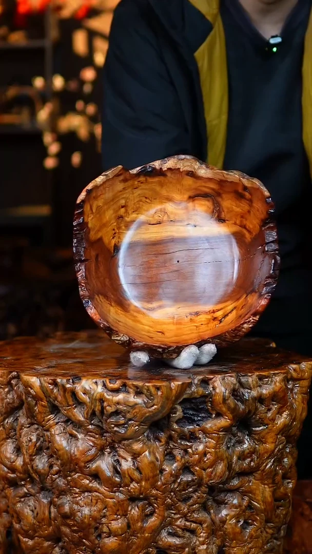 枣木百年雷击枣木果盘（直径27）