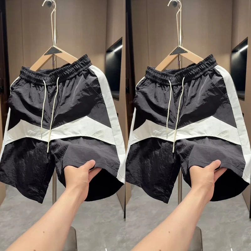 速干青年微弹力夏季薄款拼接短裤裤子撞色运动时尚百搭韩版