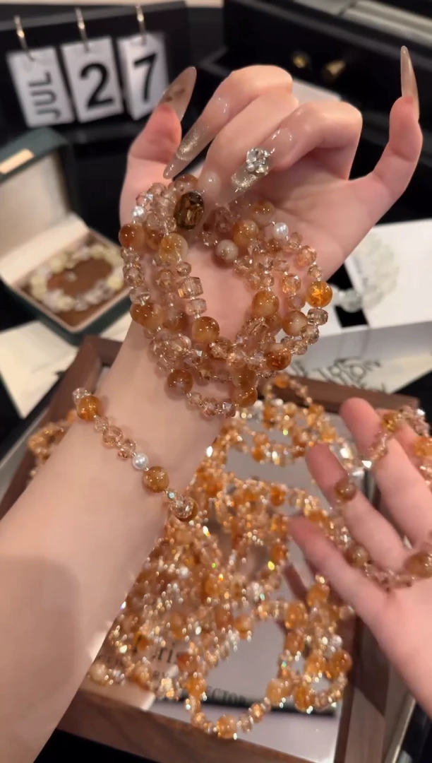 水晶手链合金黄塔晶x2043