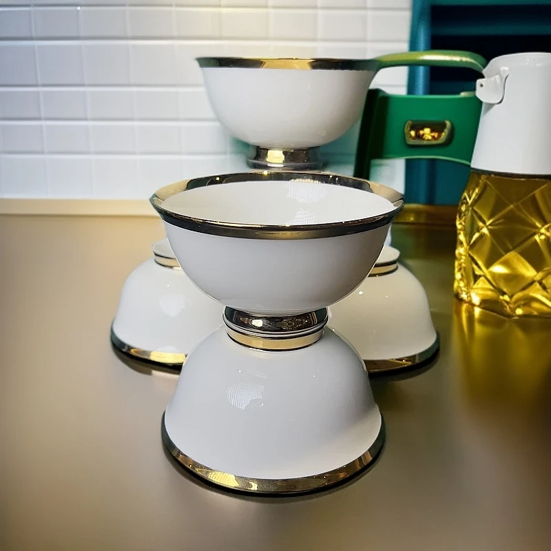 新疆包邮10个 金边白色米饭碗 5.5寸高档家用陶瓷