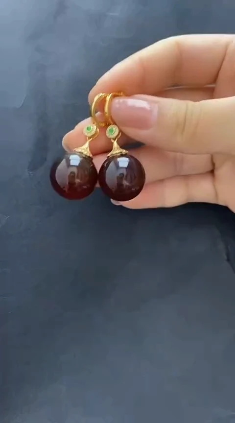 未镶嵌琥珀裸石琥珀耳坠