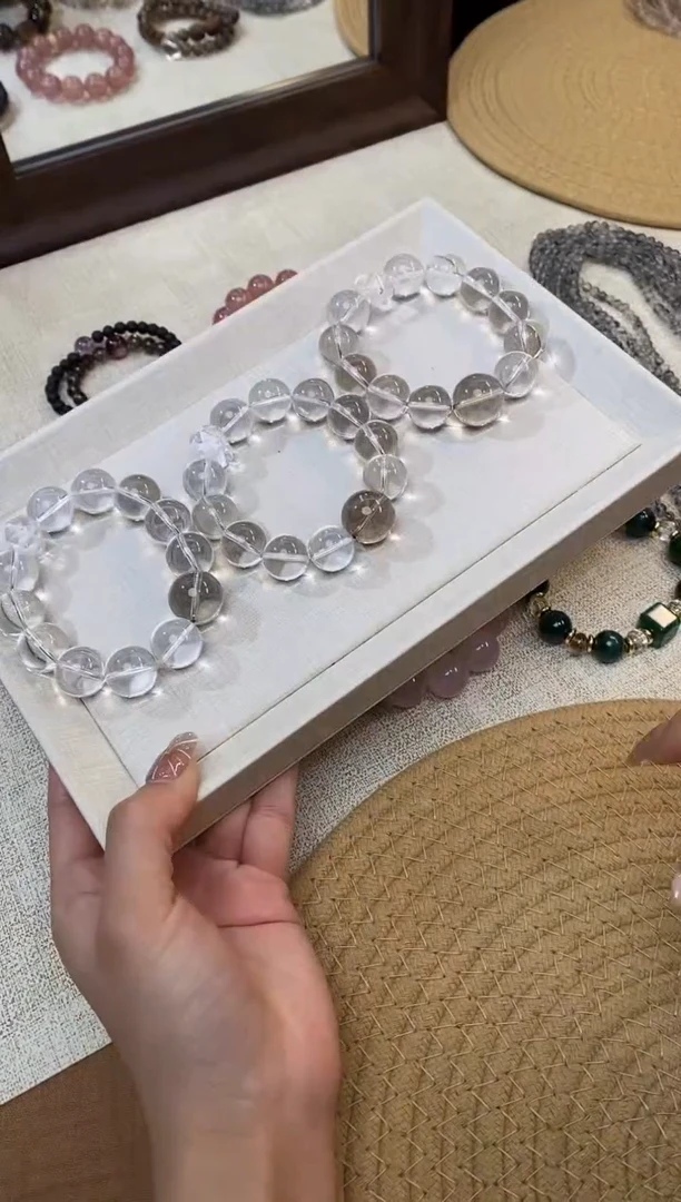 合金手链水晶《墨与白》白水晶茶晶设计款手串15-17mm多样性发一