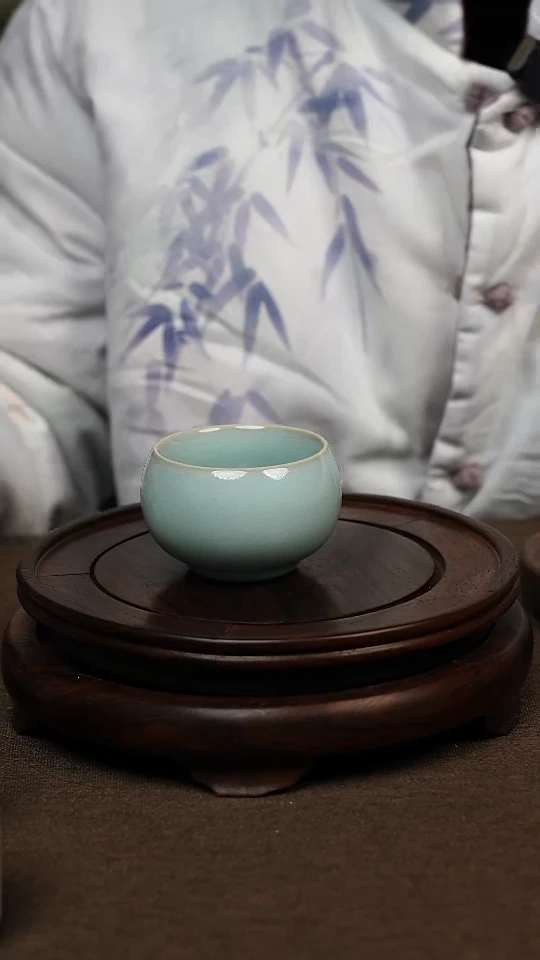 瓷片天青色禅定杯80ml微瑕不带礼盒