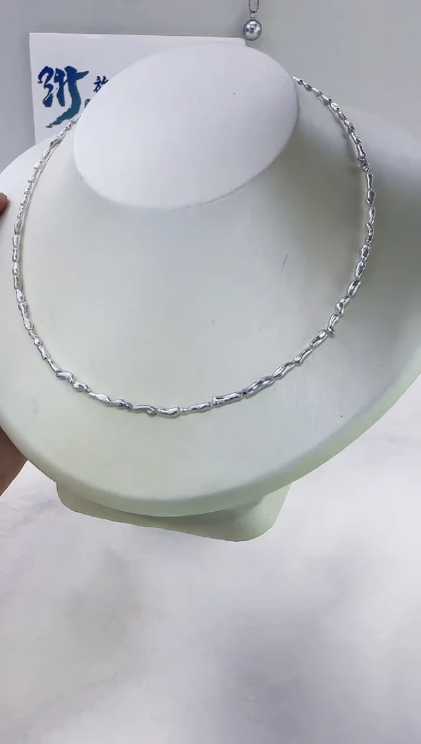 18K金镶嵌海水珍珠DA海水keshi项链 y115