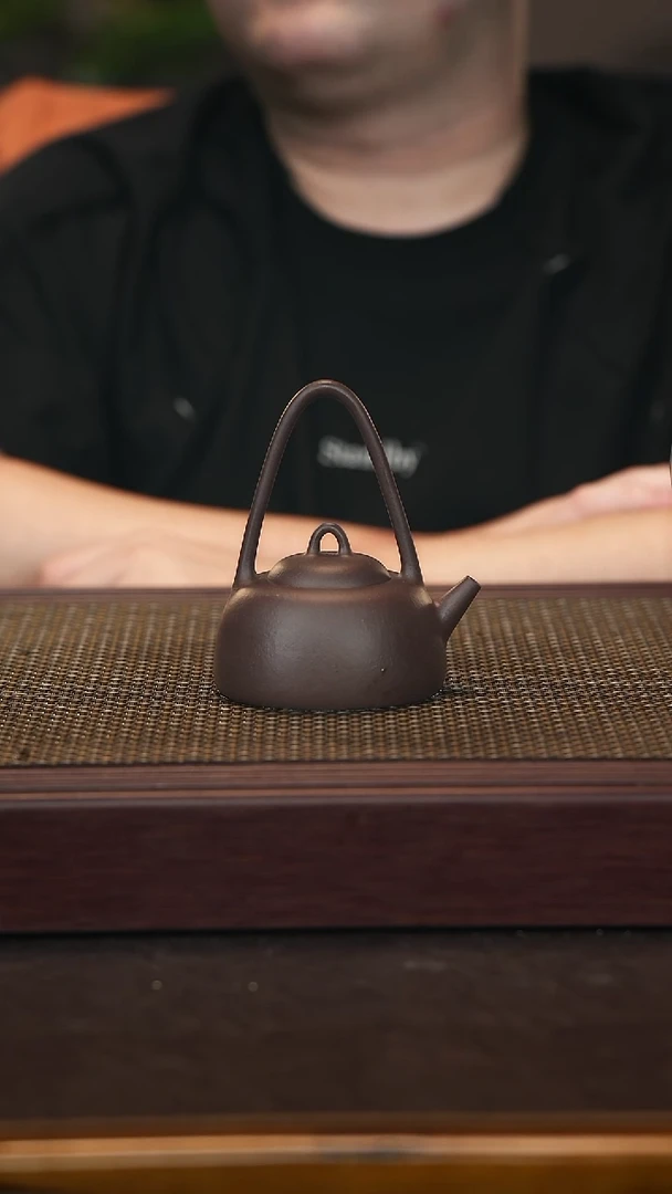 茶壶紫砂【润石堂】全手工精品 提梁 紫泥