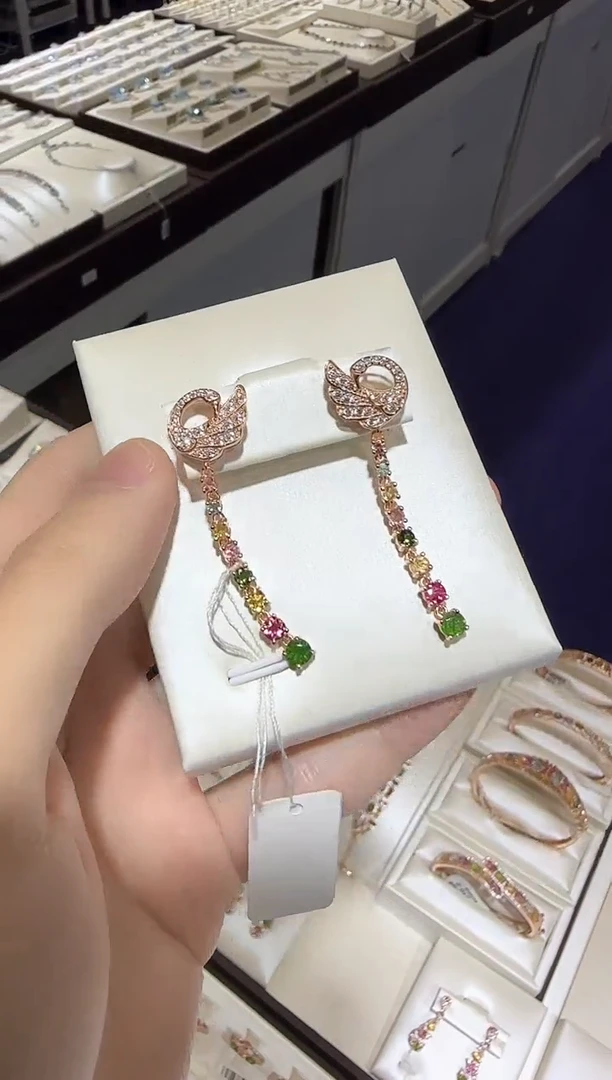 【闪购商品】碧玺耳饰银S925镶嵌耳坠设计款