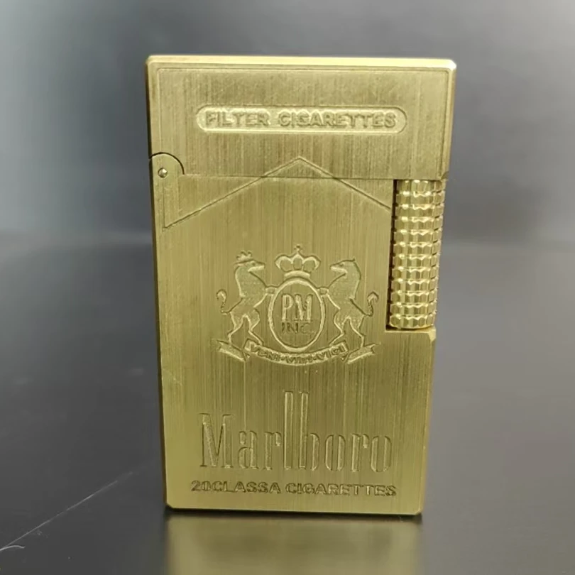 黄铜精雕万宝路侧滑轮朗声打火机