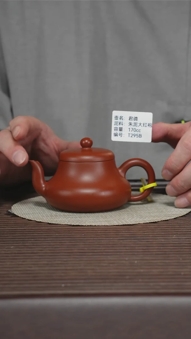 茶壶紫砂T295B 朱泥大红袍 君德 170cc