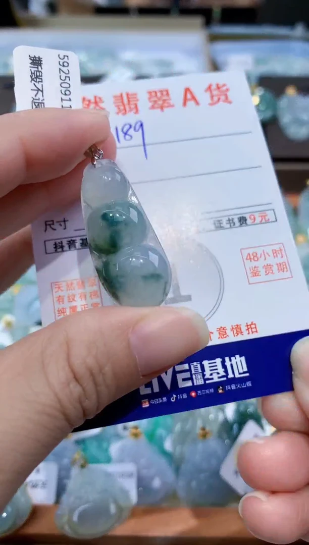 颈饰18K金镶嵌翡翠天然翡翠A货挂件