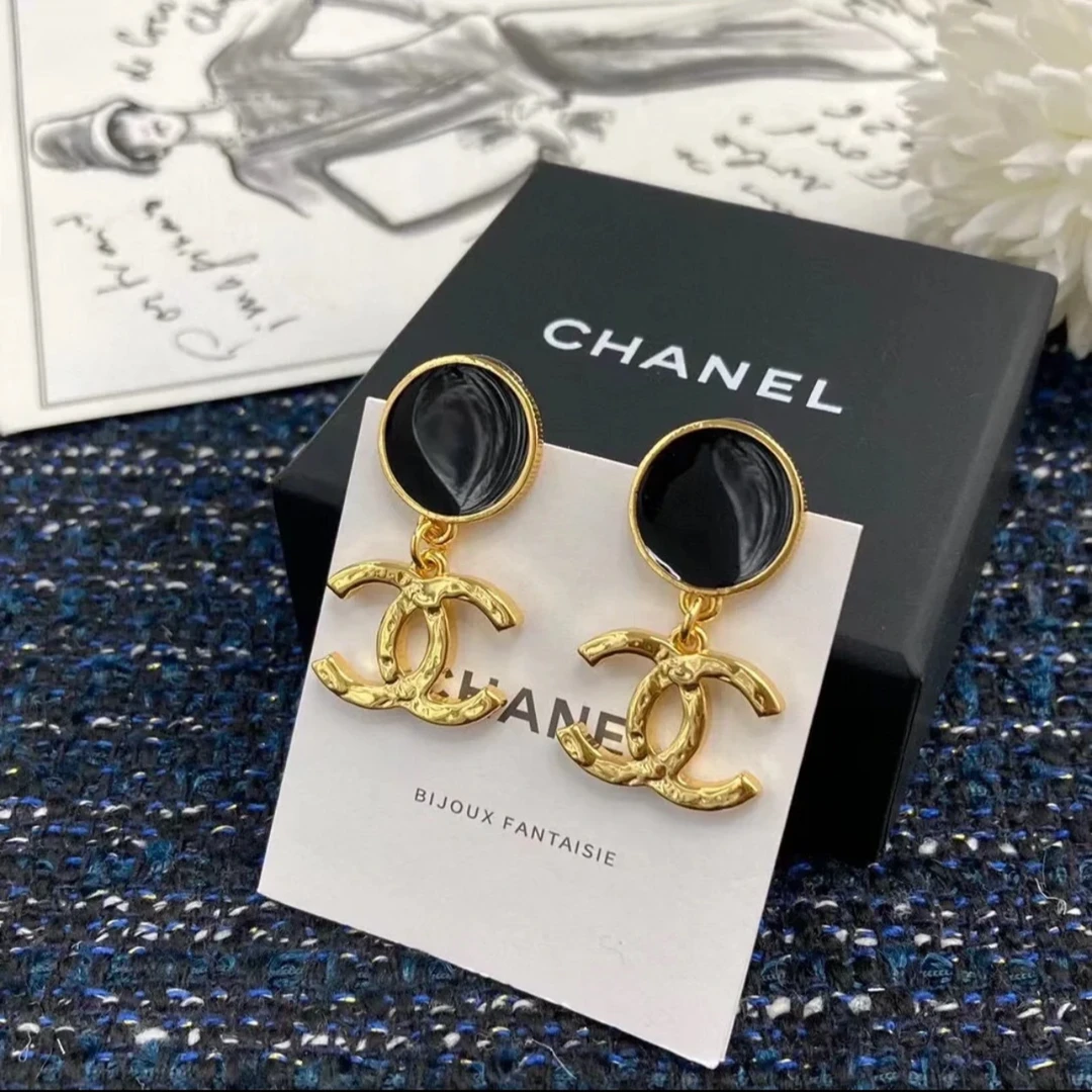 95新 Chanel/香奈儿 花花 合金 24C 双C logo 耳环