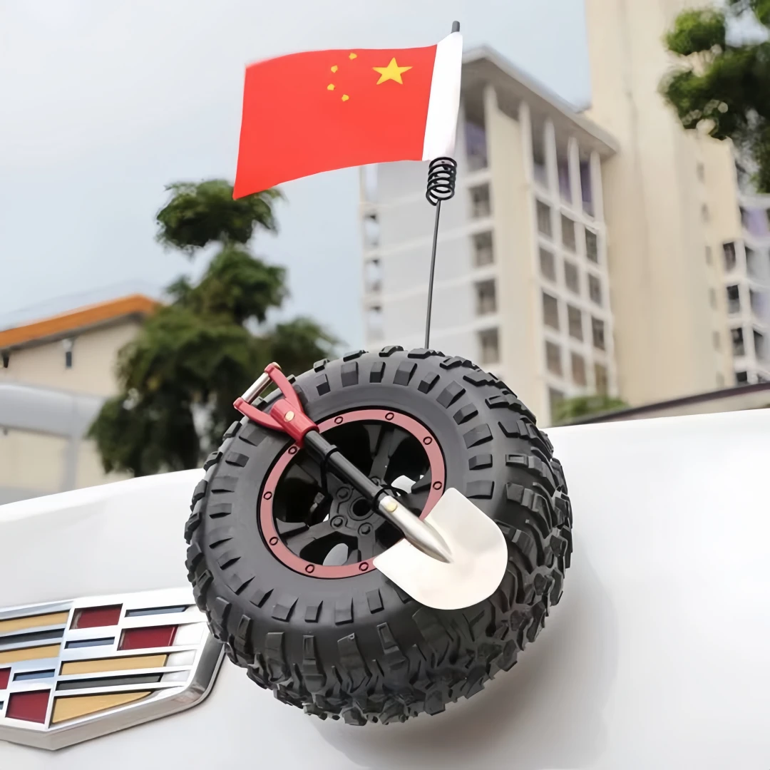 汽车装饰小备胎 后备箱迷你小轮胎 越野天线个性车外创意搞笑装饰