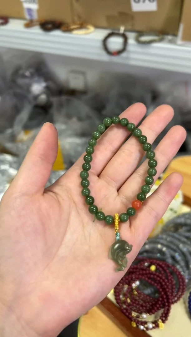 【闪购商品】和田玉手链未镶嵌和田碧玉河豚款手链[0389]